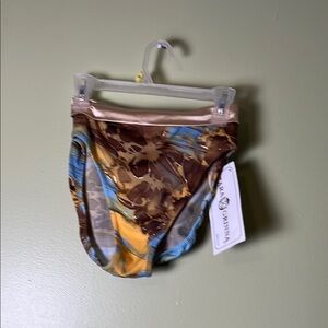 TARR GRINNA swimming, pool, vacation, beach ,Brown and Blue Floral Bikini Bottom